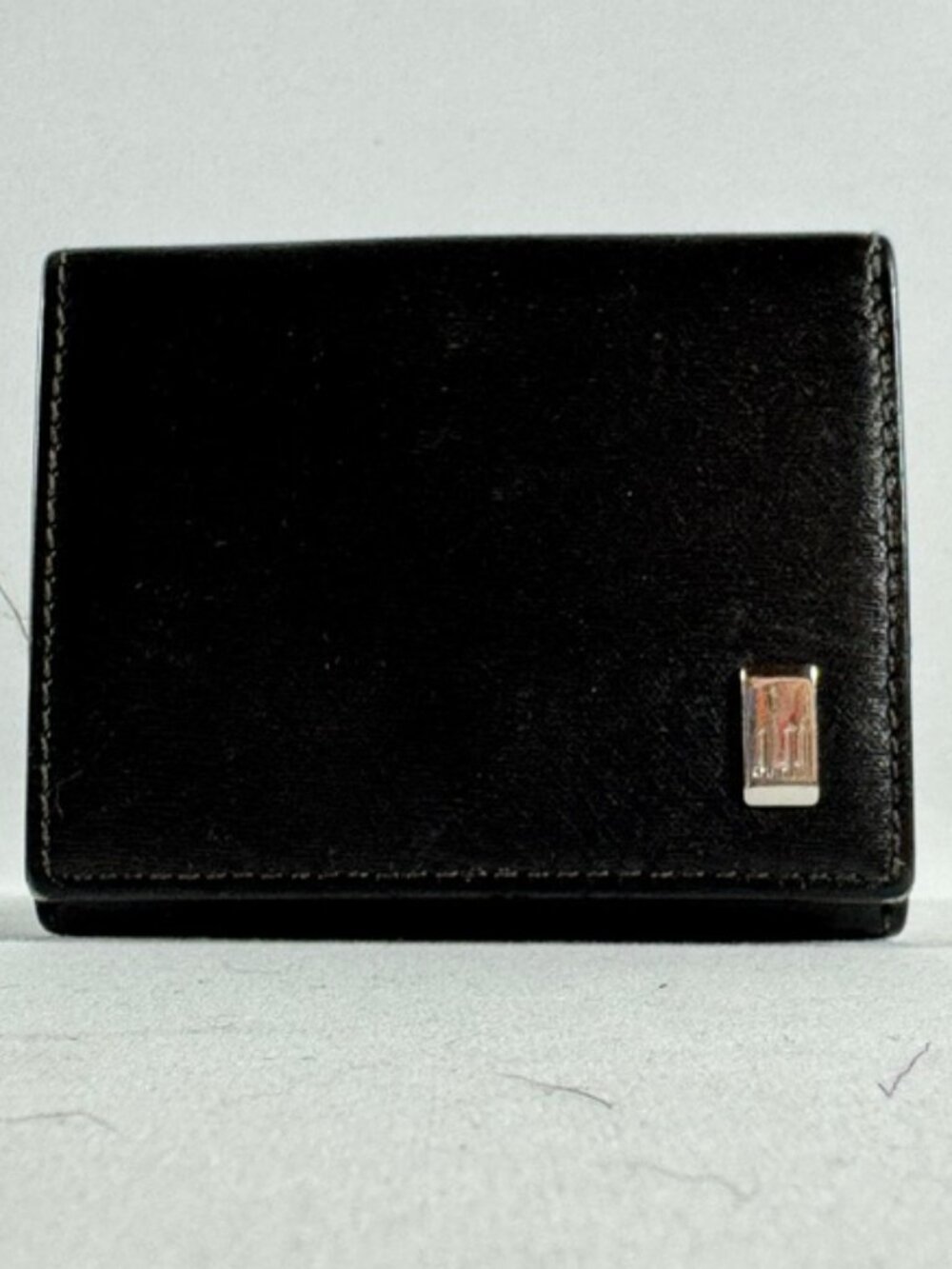 VINTAGE DUNHILL Black Compact Folding Coin Wallet / Card Case Combo, Authentic